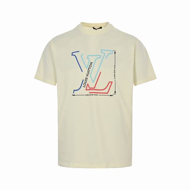 Louis Vuitton 路易威登 23Ss 彩色字母几何印花短袖 胸前采用百灵达印花 立体有质感 面料依旧选用32支双纱240克 上身彰显贵的感觉 超级百搭